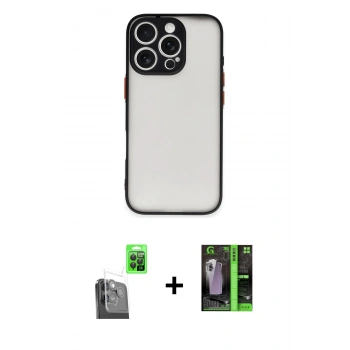 MARSİLYAN™- iPhone 16 Pro Max Kılıf Ahenk Çizgi Serisi - Şeffaf 360 Full Body Arka Koruyucu + Raze Metal Kamera Lens - SH