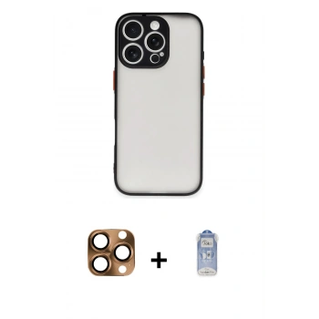 MARSİLYAN™- iPhone 16 Pro Max Kılıf Ahenk Çizgi Serisi - Siyah Joko Magic 5D Cam + Pers Alüminyum Kamera Lens - CLTM