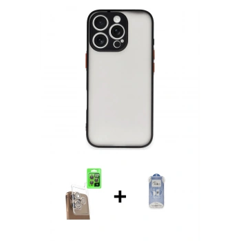 MARSİLYAN™- iPhone 16 Pro Max Kılıf Ahenk Çizgi Serisi - Siyah Joko Magic 5D Cam + Raze Metal Kamera Lens - CLTM