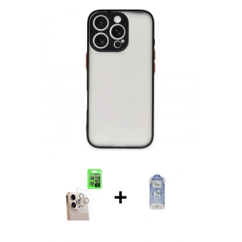 MARSİLYAN™- iPhone 16 Pro Max Kılıf Ahenk Çizgi Serisi - Siyah Joko Magic 5D Cam + Raze Metal Kamera Lens - NLGY