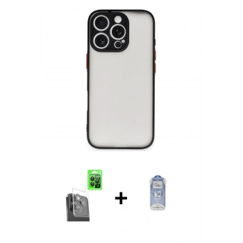 MARSİLYAN™- iPhone 16 Pro Max Kılıf Ahenk Çizgi Serisi - Siyah Joko Magic 5D Cam + Raze Metal Kamera Lens - SH