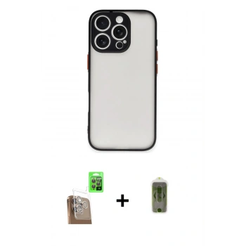 MARSİLYAN™- iPhone 16 Pro Max Kılıf Ahenk Çizgi Serisi - Siyah Joko Magic 5D Hayalet Cam + Raze Metal Kamera Lens - CLTM