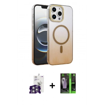 MARSİLYAN™- iPhone 16 Pro Max Kılıf Ahenk Doku Özel Seri - Şeffaf 360 Full Body Arka Koruyucu + Bilvis Titan Kamera Lens - GS