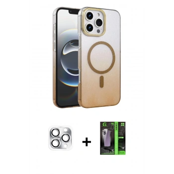 MARSİLYAN™- iPhone 16 Pro Max Kılıf Ahenk Doku Özel Seri - Şeffaf 360 Full Body Arka Koruyucu + Pers Alüminyum Kamera Lens - GS