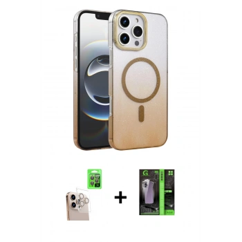 MARSİLYAN™- iPhone 16 Pro Max Kılıf Ahenk Doku Özel Seri - Şeffaf 360 Full Body Arka Koruyucu + Raze Metal Kamera Lens - NLGY
