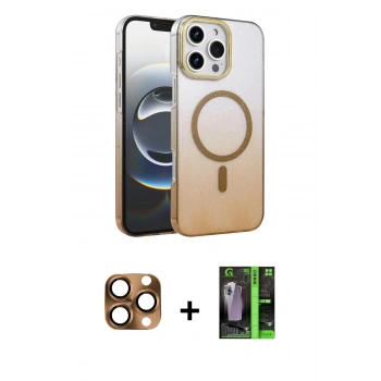 MARSİLYAN™- iPhone 16 Pro Max Kılıf Ahenk Doku Özel Seri - Şeffaf 360 Full Body Arka Koruyucu + Pers Alüminyum Kamera Lens - CLTM