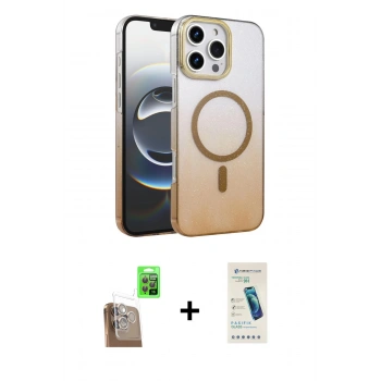 MARSİLYAN™- iPhone 16 Pro Max Kılıf Ahenk Doku Özel Seri - Şeffaf Pasifik Cam Ekran Koruyucu + Raze Metal Kamera Lens - CLTM