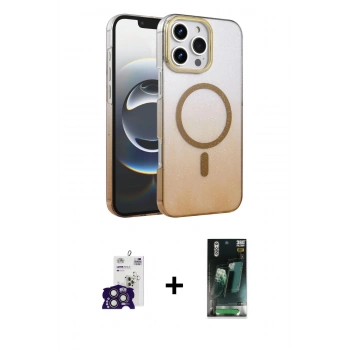 MARSİLYAN™- iPhone 16 Pro Max Kılıf Ahenk Doku Özel Seri - Siyah 360 Mat Full Body Arka Koruyucu + Bilvis Titan Kamera Lens - TMGI