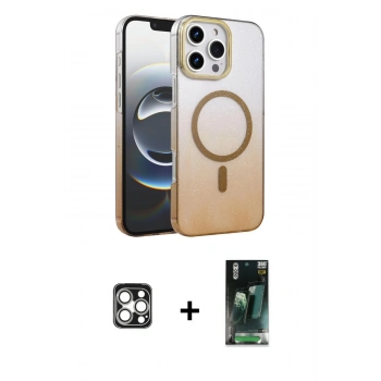 MARSİLYAN™- iPhone 16 Pro Max Kılıf Ahenk Doku Özel Seri - Siyah 360 Mat Full Body Arka Koruyucu + PVD Metal Kamera Lens - GS