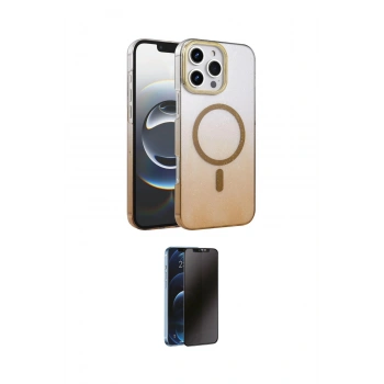 MARSİLYAN™- iPhone 16 Pro Max Kılıf Ahenk Doku Özel Seri - Siyah 3D Antistatik Hayalet Cam Ekran Koruyucu