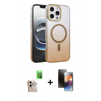 MARSİLYAN™- iPhone 16 Pro Max Kılıf Ahenk Doku Özel Seri - Siyah 3D Antistatik Mat Seramik Nano Ekran Koruyucu + Raze Metal Kamera Lens - NLGY