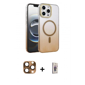 MARSİLYAN™- iPhone 16 Pro Max Kılıf Ahenk Doku Özel Seri - Siyah Bilvis 3D Cam Ekran Koruyucu + Pers Alüminyum Kamera Lens - CLTM
