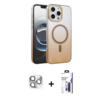 MARSİLYAN™- iPhone 16 Pro Max Kılıf Ahenk Doku Özel Seri - Siyah Bilvis 3X AR Hayalet Cam Ekran Koruyucu + Pers Alüminyum Kamera Lens - GS
