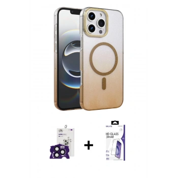 MARSİLYAN™- iPhone 16 Pro Max Kılıf Ahenk Doku Özel Seri - Siyah Bilvis 3X AR HD Cam Ekran Koruyucu + Bilvis Titan Kamera Lens - SH