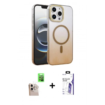 MARSİLYAN™- iPhone 16 Pro Max Kılıf Ahenk Doku Özel Seri - Siyah Bilvis 3X AR HD Cam Ekran Koruyucu + Raze Metal Kamera Lens - NLGY