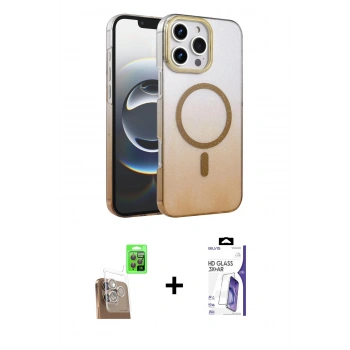 MARSİLYAN™- iPhone 16 Pro Max Kılıf Ahenk Doku Özel Seri - Siyah Bilvis 3X AR HD Cam Ekran Koruyucu + Raze Metal Kamera Lens - CLTM