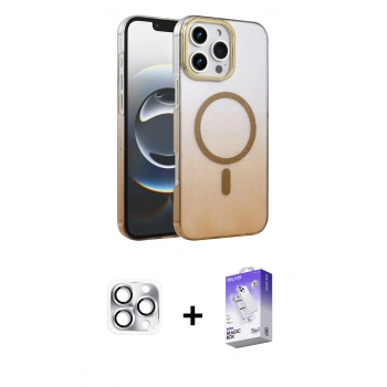 MARSİLYAN™- iPhone 16 Pro Max Kılıf Ahenk Doku Özel Seri - Siyah Bilvis 5in1 3D Magic Cam Ekran Koruyucu + Pers Alüminyum Kamera Lens - GS