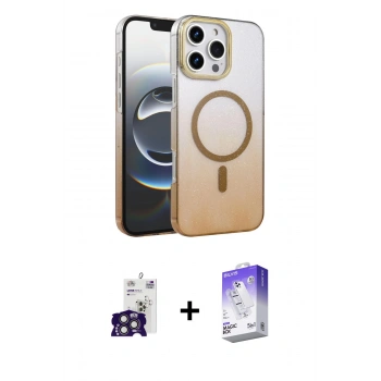 MARSİLYAN™- iPhone 16 Pro Max Kılıf Ahenk Doku Özel Seri - Siyah Bilvis 5in1 3D Magic Cam Ekran Koruyucu + Bilvis Titan Kamera Lens - TMGI