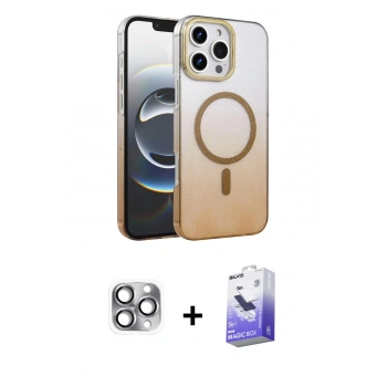 MARSİLYAN™- iPhone 16 Pro Max Kılıf Ahenk Doku Özel Seri - Siyah Bilvis 5in1 5D Magic Hayalet Cam Ekran Koruyucu + Pers Alüminyum Kamera Lens - GI
