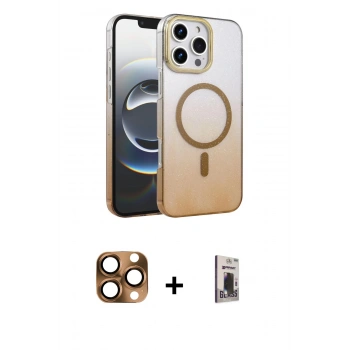 MARSİLYAN™- iPhone 16 Pro Max Kılıf Ahenk Doku Özel Seri - Siyah Bilvis Hayalet Cam Ekran Koruyucu + Pers Alüminyum Kamera Lens - CLTM