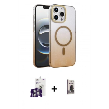 MARSİLYAN™- iPhone 16 Pro Max Kılıf Ahenk Doku Özel Seri - Siyah Bilvis Hayalet Cam Ekran Koruyucu + Bilvis Titan Kamera Lens - GS