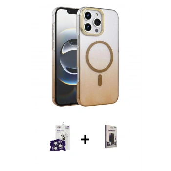 MARSİLYAN™- iPhone 16 Pro Max Kılıf Ahenk Doku Özel Seri - Siyah Bilvis Hayalet Cam Ekran Koruyucu + Bilvis Titan Kamera Lens - TMGI