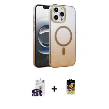 MARSİLYAN™- iPhone 16 Pro Max Kılıf Ahenk Doku Özel Seri - Siyah Buffer Cam Ekran Koruyucu + Bilvis Titan Kamera Lens - TMGI