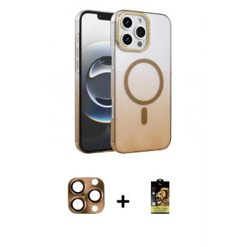 MARSİLYAN™- iPhone 16 Pro Max Kılıf Ahenk Doku Özel Seri - Siyah Buffer Cam Ekran Koruyucu + Pers Alüminyum Kamera Lens - CLTM