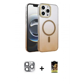 MARSİLYAN™- iPhone 16 Pro Max Kılıf Ahenk Doku Özel Seri - Siyah Buffer Cam Ekran Koruyucu + Pers Alüminyum Kamera Lens - GI