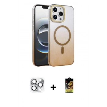 MARSİLYAN™- iPhone 16 Pro Max Kılıf Ahenk Doku Özel Seri - Siyah Buffer Cam Ekran Koruyucu + Pers Alüminyum Kamera Lens - GS