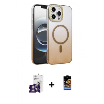 MARSİLYAN™- iPhone 16 Pro Max Kılıf Ahenk Doku Özel Seri - Siyah Buffer Hayalet Cam Ekran Koruyucu + Bilvis Titan Kamera Lens - GS