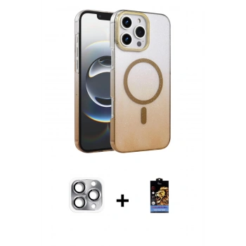 MARSİLYAN™- iPhone 16 Pro Max Kılıf Ahenk Doku Özel Seri - Siyah Buffer Hayalet Cam Ekran Koruyucu + Pers Alüminyum Kamera Lens - GI