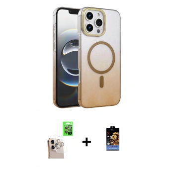 MARSİLYAN™- iPhone 16 Pro Max Kılıf Ahenk Doku Özel Seri - Siyah Buffer Hayalet Cam Ekran Koruyucu + Raze Metal Kamera Lens - NLGY