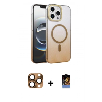 MARSİLYAN™- iPhone 16 Pro Max Kılıf Ahenk Doku Özel Seri - Siyah Buffer Hayalet Cam Ekran Koruyucu + Pers Alüminyum Kamera Lens - CLTM