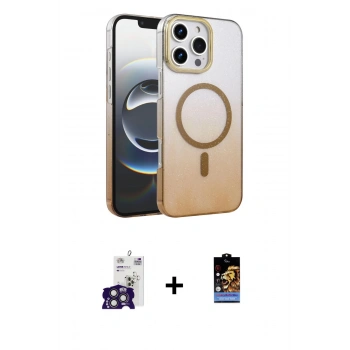 MARSİLYAN™- iPhone 16 Pro Max Kılıf Ahenk Doku Özel Seri - Siyah Buffer Hayalet Cam Ekran Koruyucu + Bilvis Titan Kamera Lens - TMGI