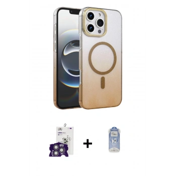 MARSİLYAN™- iPhone 16 Pro Max Kılıf Ahenk Doku Özel Seri - Siyah Joko Magic 5D Cam + Bilvis Titan Kamera Lens - GS
