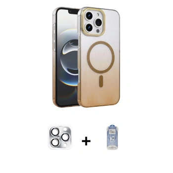 MARSİLYAN™- iPhone 16 Pro Max Kılıf Ahenk Doku Özel Seri - Siyah Joko Magic 5D Cam + Pers Alüminyum Kamera Lens - GS