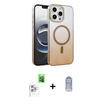 MARSİLYAN™- iPhone 16 Pro Max Kılıf Ahenk Doku Özel Seri - Siyah Joko Magic 5D Cam + Raze Metal Kamera Lens - BZ