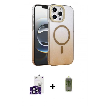 MARSİLYAN™- iPhone 16 Pro Max Kılıf Ahenk Doku Özel Seri - Siyah Joko Magic 5D Hayalet Cam + Bilvis Titan Kamera Lens - SH