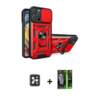 MARSİLYAN™- iPhone 16 Pro Max Kılıf Ahenk Klasik - Şeffaf 360 Full Body Arka Koruyucu + PVD Metal Kamera Lens - SH