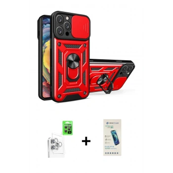 MARSİLYAN™- iPhone 16 Pro Max Kılıf Ahenk Klasik - Şeffaf Pasifik Cam Ekran Koruyucu + Raze Metal Kamera Lens - BZ