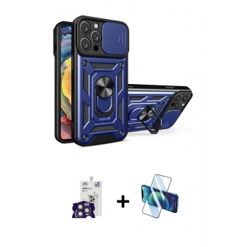 MARSİLYAN™- iPhone 16 Pro Max Kılıf Ahenk Klasik - Siyah 3D Antistatik Cam Ekran Koruyucu + Bilvis Titan Kamera Lens - TMGI