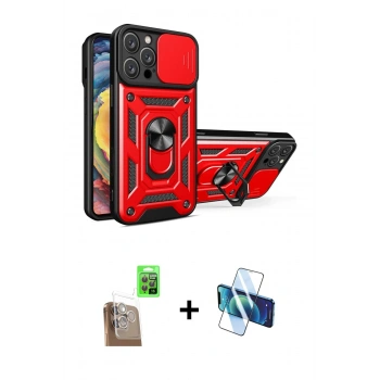 MARSİLYAN™- iPhone 16 Pro Max Kılıf Ahenk Klasik - Siyah 3D Antistatik Cam Ekran Koruyucu + Raze Metal Kamera Lens - CLTM