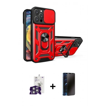MARSİLYAN™- iPhone 16 Pro Max Kılıf Ahenk Klasik - Siyah 3D Antistatik Hayalet Cam Ekran Koruyucu + Bilvis Titan Kamera Lens - GS