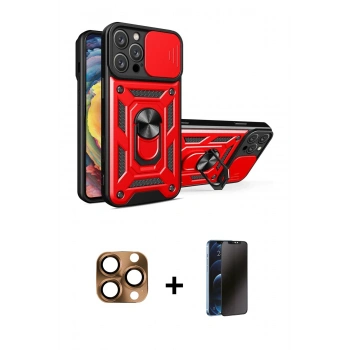 MARSİLYAN™- iPhone 16 Pro Max Kılıf Ahenk Klasik - Siyah 3D Antistatik Hayalet Cam Ekran Koruyucu + Pers Alüminyum Kamera Lens - CLTM