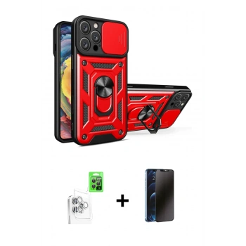 MARSİLYAN™- iPhone 16 Pro Max Kılıf Ahenk Klasik - Siyah 3D Antistatik Hayalet Cam Ekran Koruyucu + Raze Metal Kamera Lens - BZ