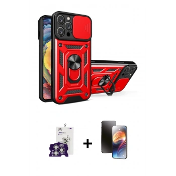 MARSİLYAN™- iPhone 16 Pro Max Kılıf Ahenk Klasik - Siyah 3D Antistatik Mat Seramik Nano Ekran Koruyucu + Bilvis Titan Kamera Lens - GS