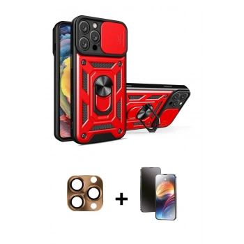 MARSİLYAN™- iPhone 16 Pro Max Kılıf Ahenk Klasik - Siyah 3D Antistatik Mat Seramik Nano Ekran Koruyucu + Pers Alüminyum Kamera Lens - CLTM