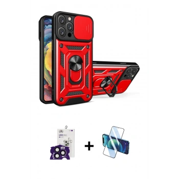MARSİLYAN™- iPhone 16 Pro Max Kılıf Ahenk Klasik - Siyah 3D Antistatik Seramik Nano Ekran Koruyucu + Bilvis Titan Kamera Lens - SH