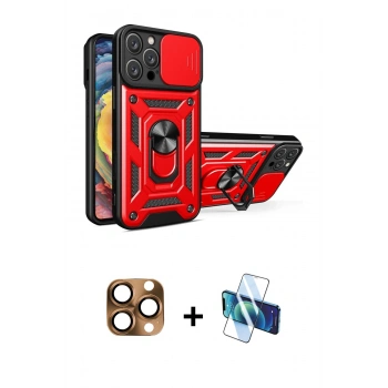MARSİLYAN™- iPhone 16 Pro Max Kılıf Ahenk Klasik - Siyah 3D Antistatik Seramik Nano Ekran Koruyucu + Pers Alüminyum Kamera Lens - CLTM